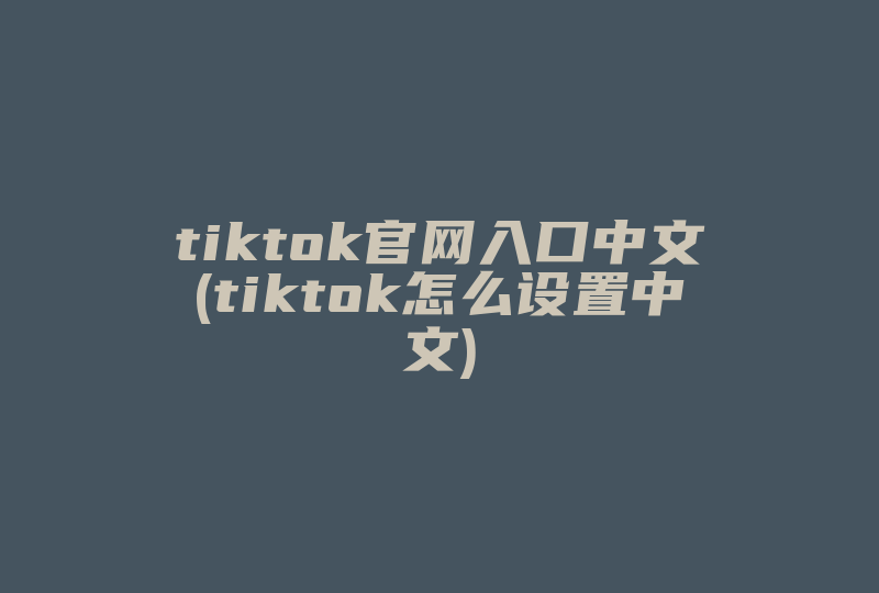 tiktok官网入口中文(tiktok怎么设置中文)-国际网络专线