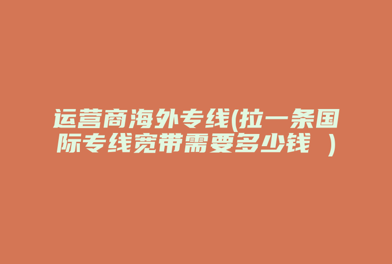 运营商海外专线(拉一条国际专线宽带需要多少钱 )-国际网络专线