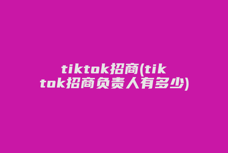 tiktok招商(tiktok招商负责人有多少)-国际网络专线