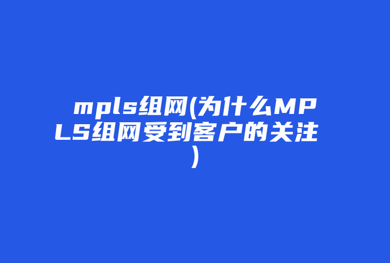 mpls组网(为什么MPLS组网受到客户的关注 )-国际网络专线
