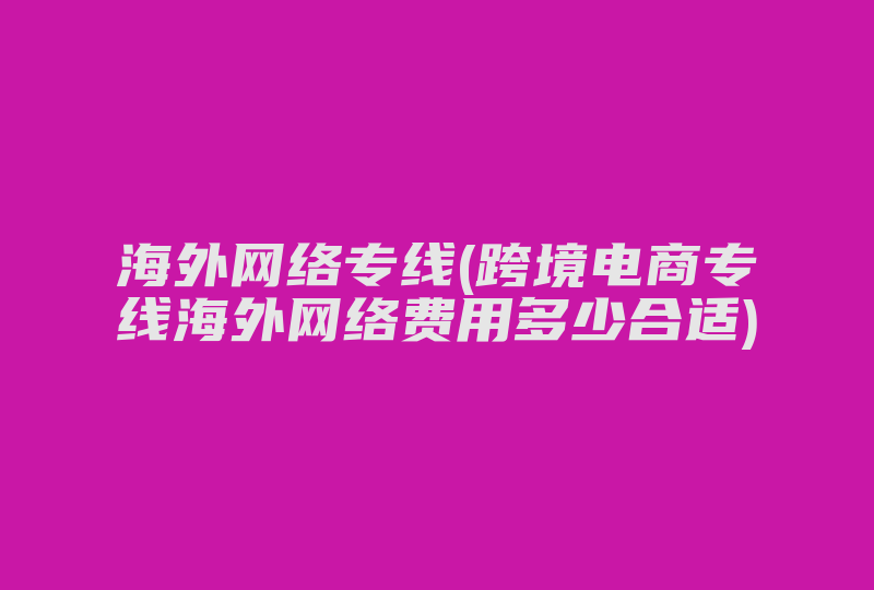 海外网络专线(跨境电商专线海外网络费用多少合适)-国际网络专线