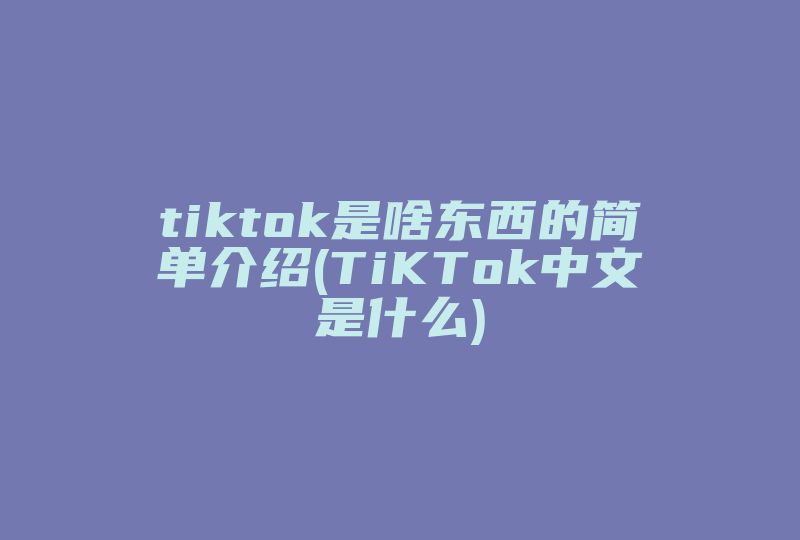 tiktok是啥东西的简单介绍(TiKTok中文是什么)-国际网络专线