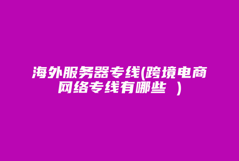 海外服务器专线(跨境电商网络专线有哪些 )-国际网络专线