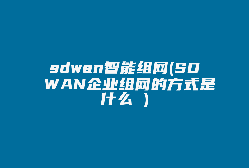 sdwan智能组网(SD WAN企业组网的方式是什么 )-国际网络专线