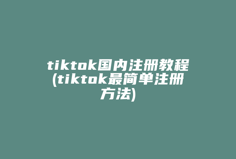 tiktok国内注册教程(tiktok最简单注册方法)-国际网络专线