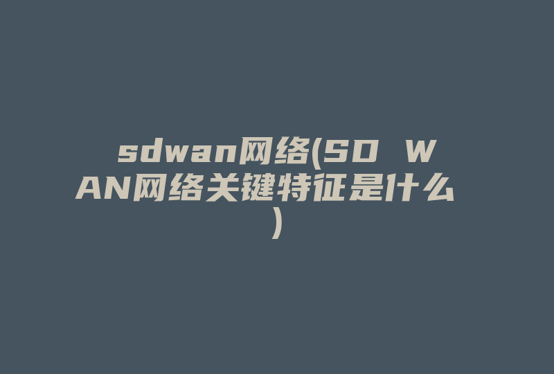 sdwan网络(SD WAN网络关键特征是什么 )-国际网络专线