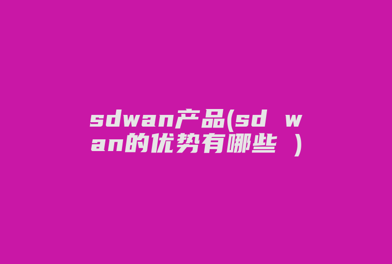 sdwan产品(sd wan的优势有哪些 )-国际网络专线