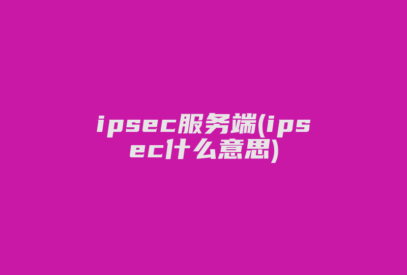 ipsec服务端(ipsec什么意思)-国际网络专线