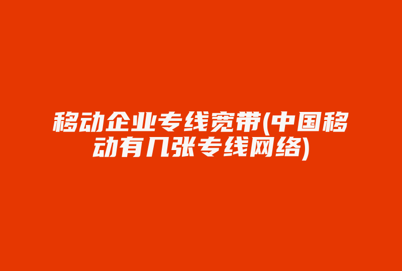 移动企业专线宽带(中国移动有几张专线网络)-国际网络专线