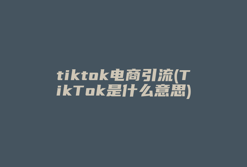 tiktok电商引流(TikTok是什么意思)-国际网络专线