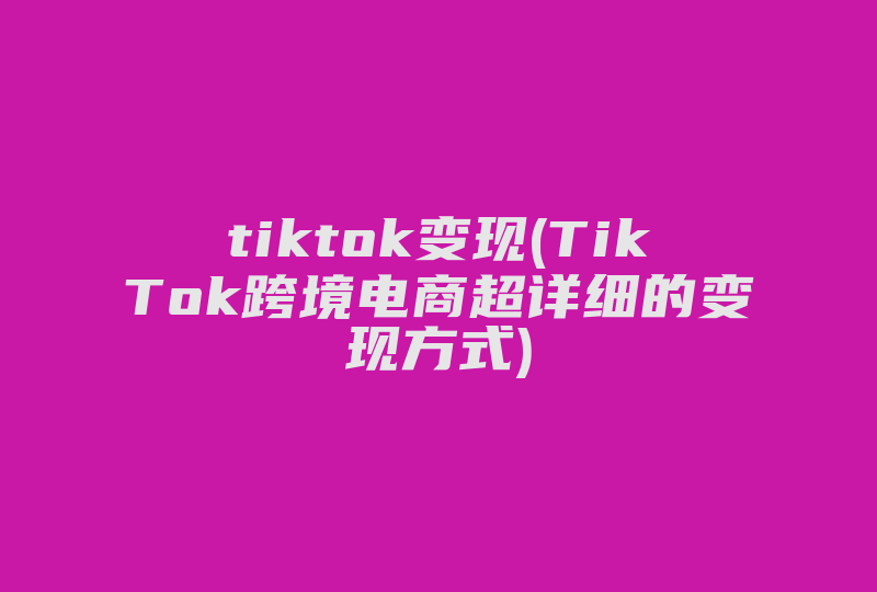 tiktok变现(TikTok跨境电商超详细的变现方式)-国际网络专线