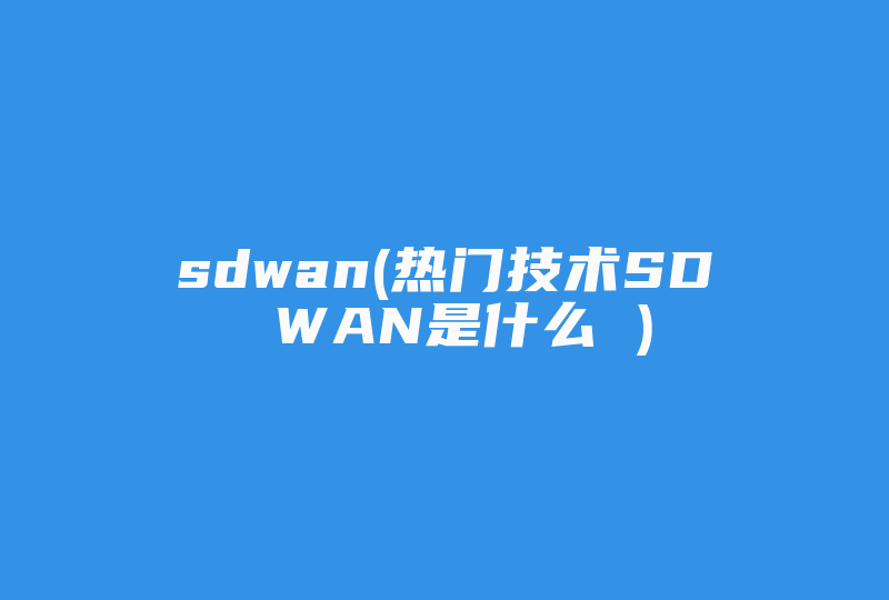 sdwan(热门技术SD WAN是什么 )-国际网络专线