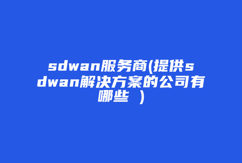 sdwan服务商(提供sdwan解决方案的公司有哪些 )-国际网络专线