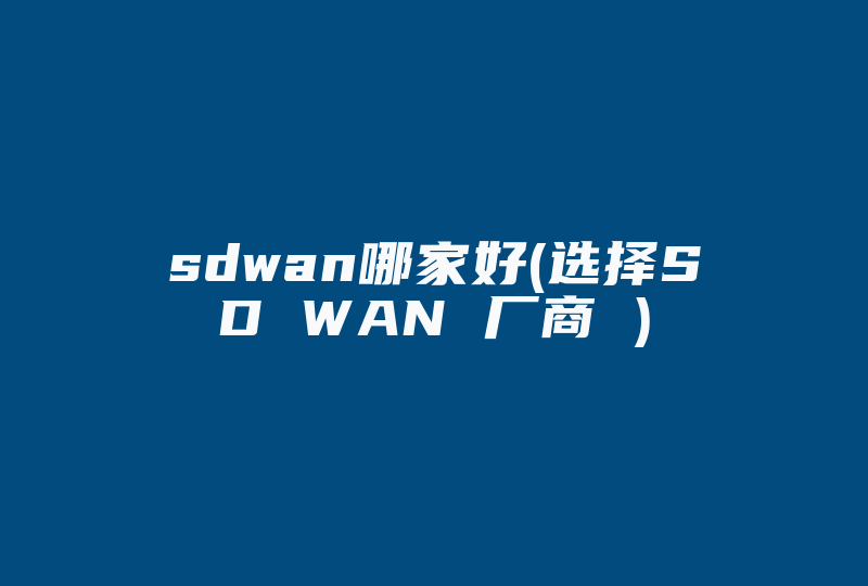 sdwan哪家好(选择SD WAN 厂商 )-国际网络专线