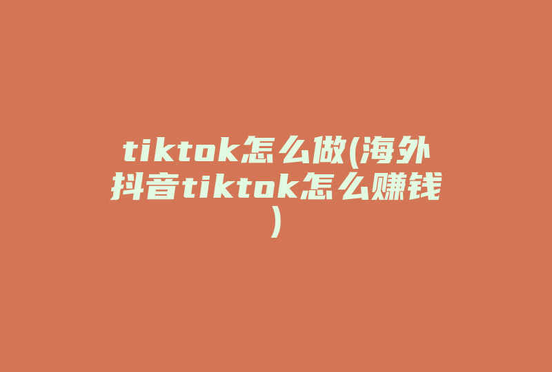 tiktok怎么做(海外抖音tiktok怎么赚钱)-国际网络专线