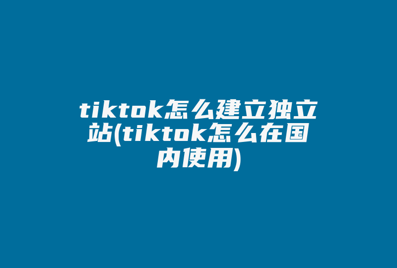 tiktok怎么建立独立站(tiktok怎么在国内使用)-国际网络专线