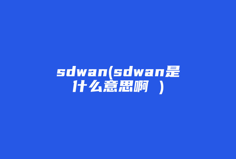 sdwan(sdwan是什么意思啊 )-国际网络专线