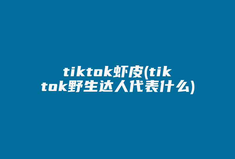 tiktok虾皮(tiktok野生达人代表什么)-国际网络专线