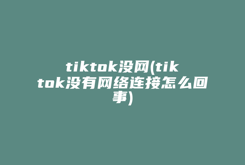 tiktok没网(tiktok没有网络连接怎么回事)-国际网络专线