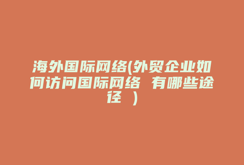 海外国际网络(外贸企业如何访问国际网络 有哪些途径 )-国际网络专线