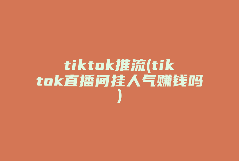 tiktok推流(tiktok直播间挂人气赚钱吗)-国际网络专线