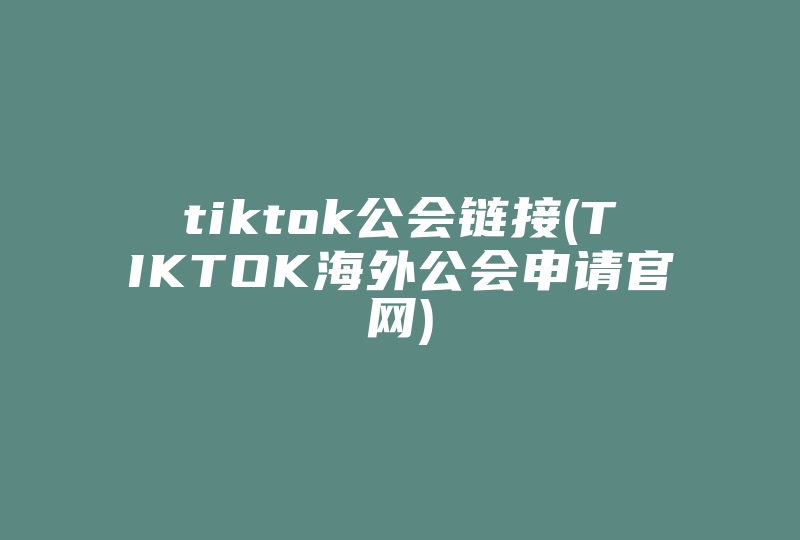 tiktok公会链接(TIKTOK海外公会申请官网)-国际网络专线