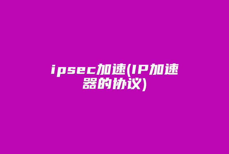 ipsec加速(IP加速器的协议)-国际网络专线