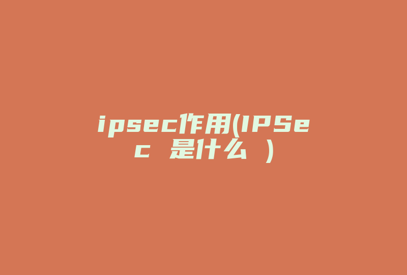 ipsec作用(IPSec 是什么 )-国际网络专线