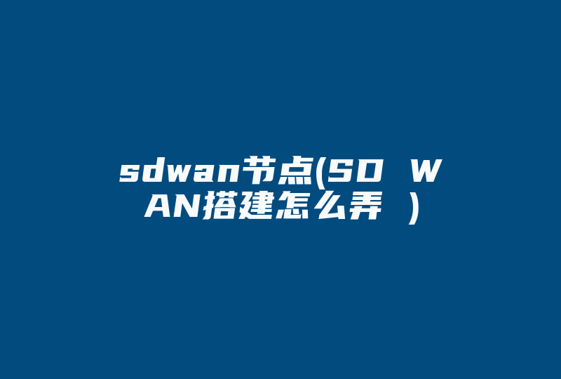sdwan节点(SD WAN搭建怎么弄 )-国际网络专线