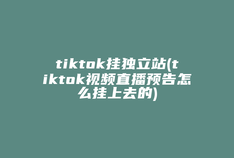 tiktok挂独立站(tiktok视频直播预告怎么挂上去的)-国际网络专线