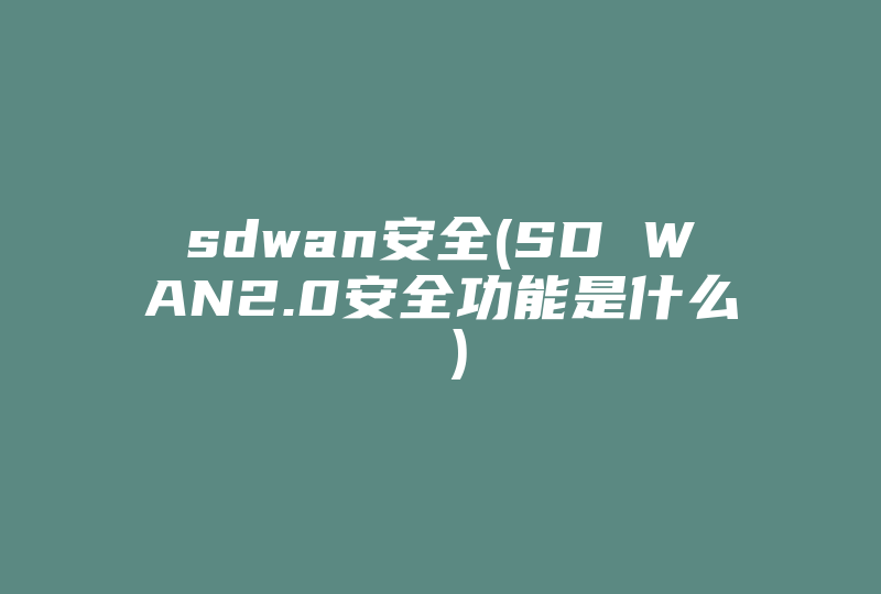 sdwan安全(SD WAN2.0安全功能是什么 )-国际网络专线