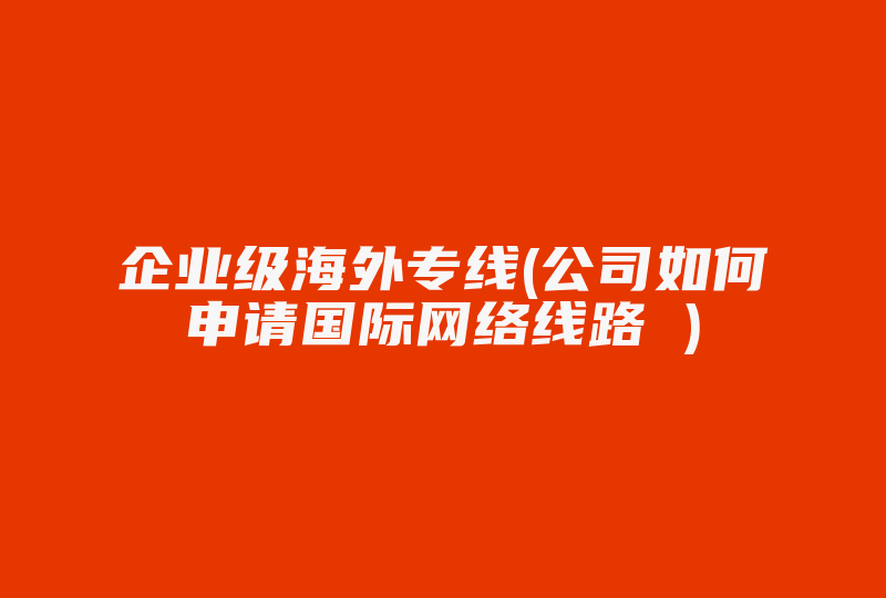 企业级海外专线(公司如何申请国际网络线路 )-国际网络专线