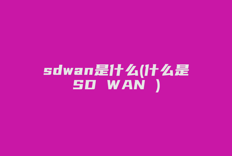 sdwan是什么(什么是SD WAN )-国际网络专线