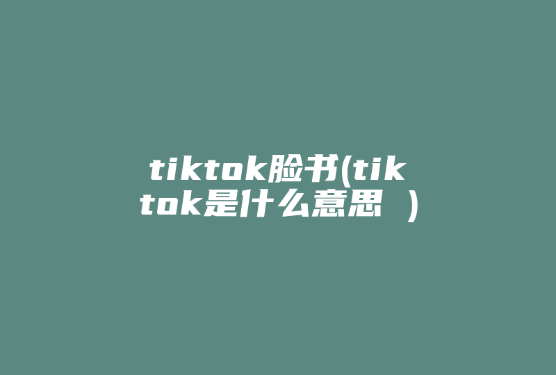 tiktok脸书(tiktok是什么意思 )-国际网络专线