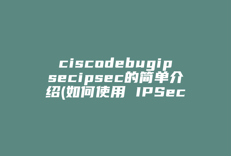 ciscodebugipsecipsec的简单介绍(如何使用 IPSec)-国际网络专线