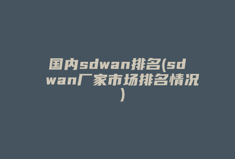 国内sdwan排名(sd wan厂家市场排名情况 )-国际网络专线