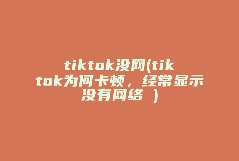 tiktok没网(tiktok为何卡顿，经常显示没有网络 )-国际网络专线