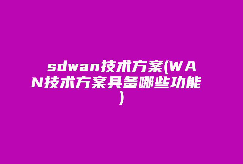 sdwan技术方案(WAN技术方案具备哪些功能 )-国际网络专线
