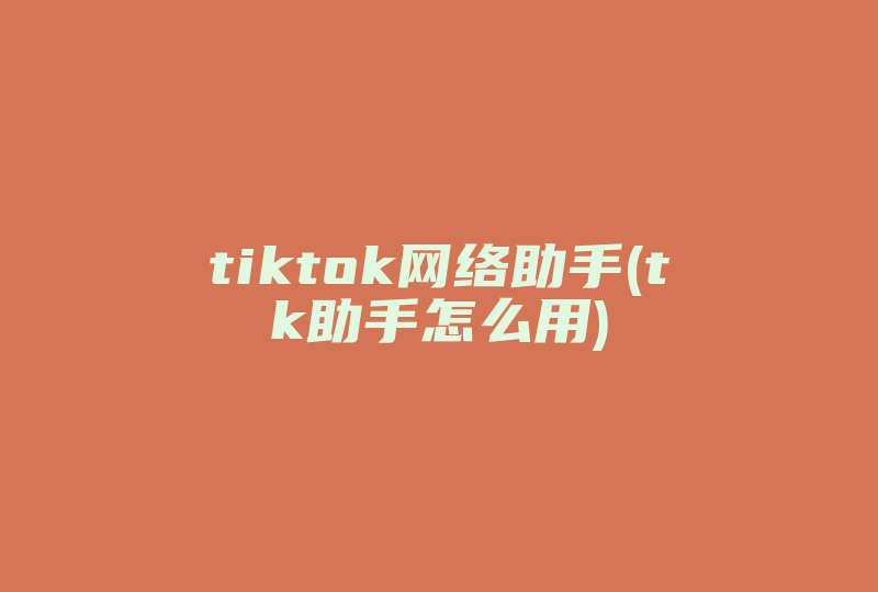 tiktok网络助手(tk助手怎么用)-国际网络专线