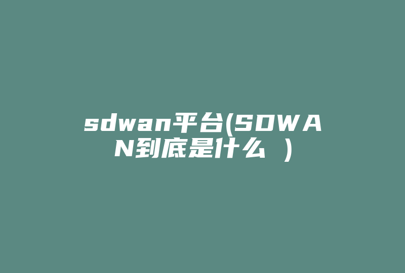 sdwan平台(SDWAN到底是什么 )-国际网络专线