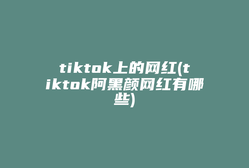 tiktok上的网红(tiktok阿黑颜网红有哪些)-国际网络专线