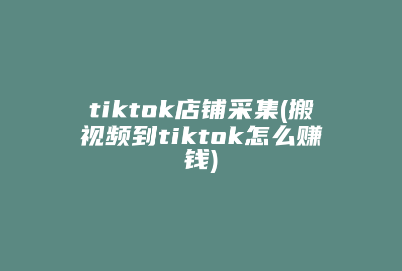 tiktok店铺采集(搬视频到tiktok怎么赚钱)-国际网络专线