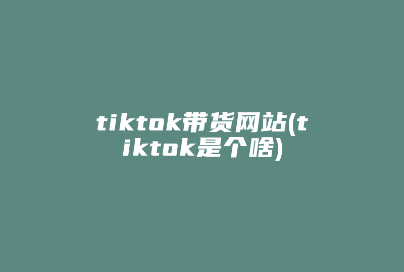 tiktok带货网站(tiktok是个啥)-国际网络专线