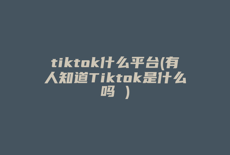 tiktok什么平台(有人知道Tiktok是什么吗 )-国际网络专线
