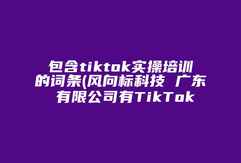 包含tiktok实操培训的词条(风向标科技 广东 有限公司有TikTok培训怎么样 )-国际网络专线