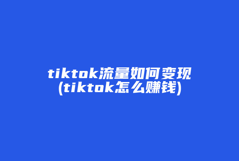 tiktok流量如何变现(tiktok怎么赚钱)-国际网络专线