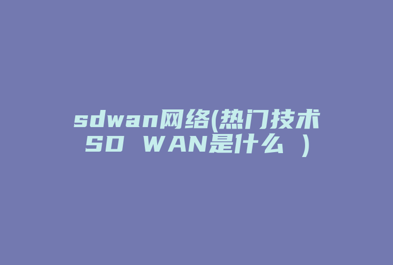 sdwan网络(热门技术SD WAN是什么 )-国际网络专线