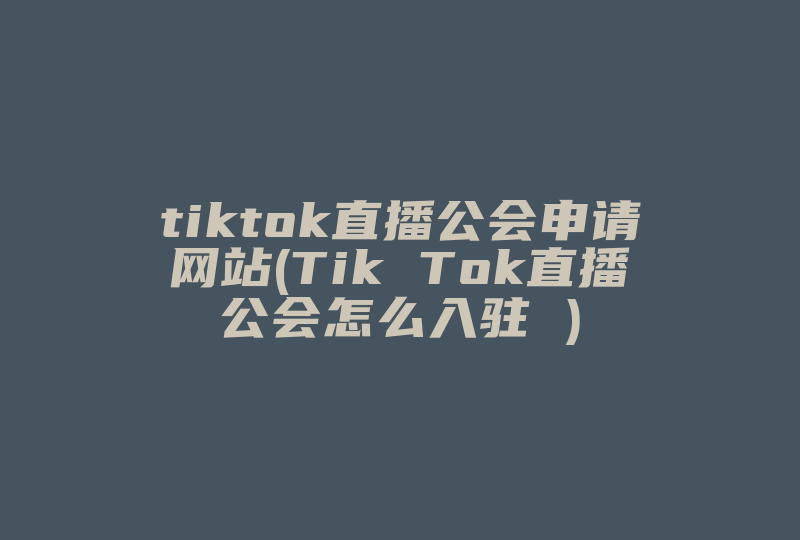 tiktok直播公会申请网站(Tik Tok直播公会怎么入驻 )-国际网络专线