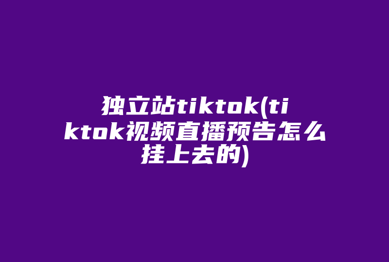 独立站tiktok(tiktok视频直播预告怎么挂上去的)-国际网络专线