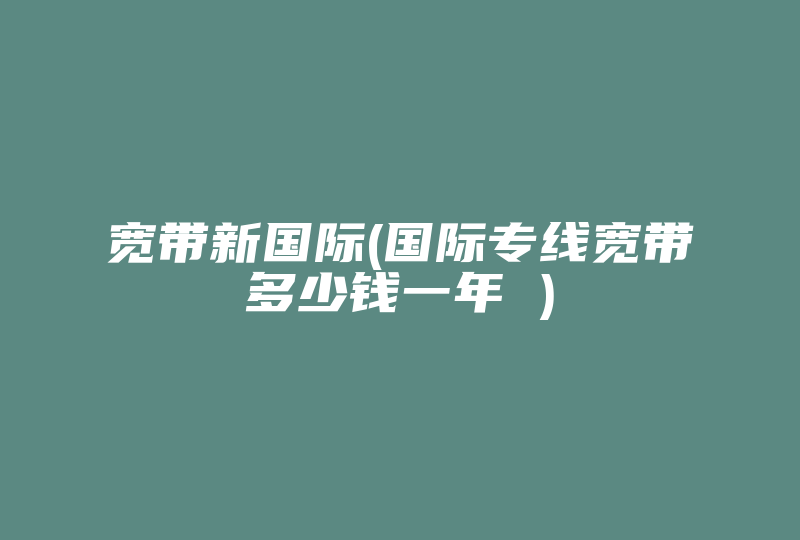 宽带新国际(国际专线宽带多少钱一年 )-国际网络专线